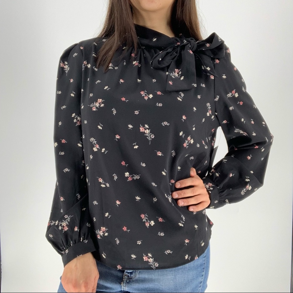 Kontrol Black Floral Print Longsleeve Blouse